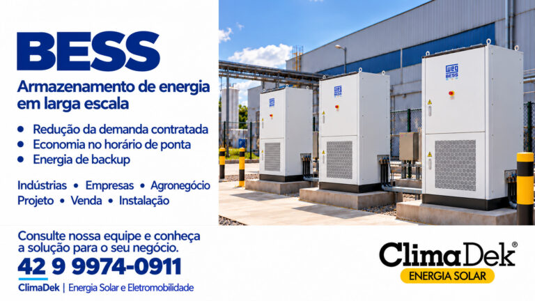 BESS industrial para energia e mobilidade