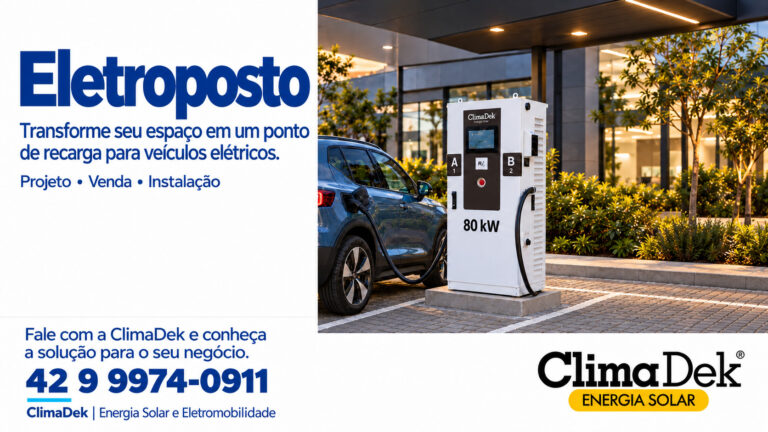 SUV azul carregando no eletroposto ClimaDek